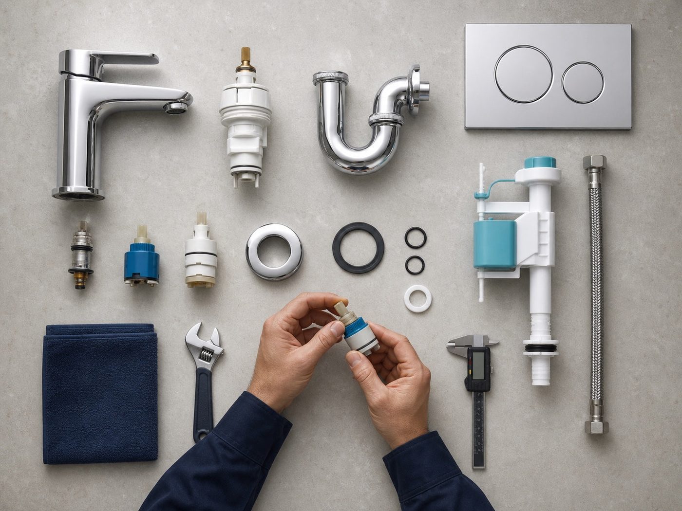 Orijinal yedek parçalar: kartuş, iç takım, sifon, kumanda paneli
