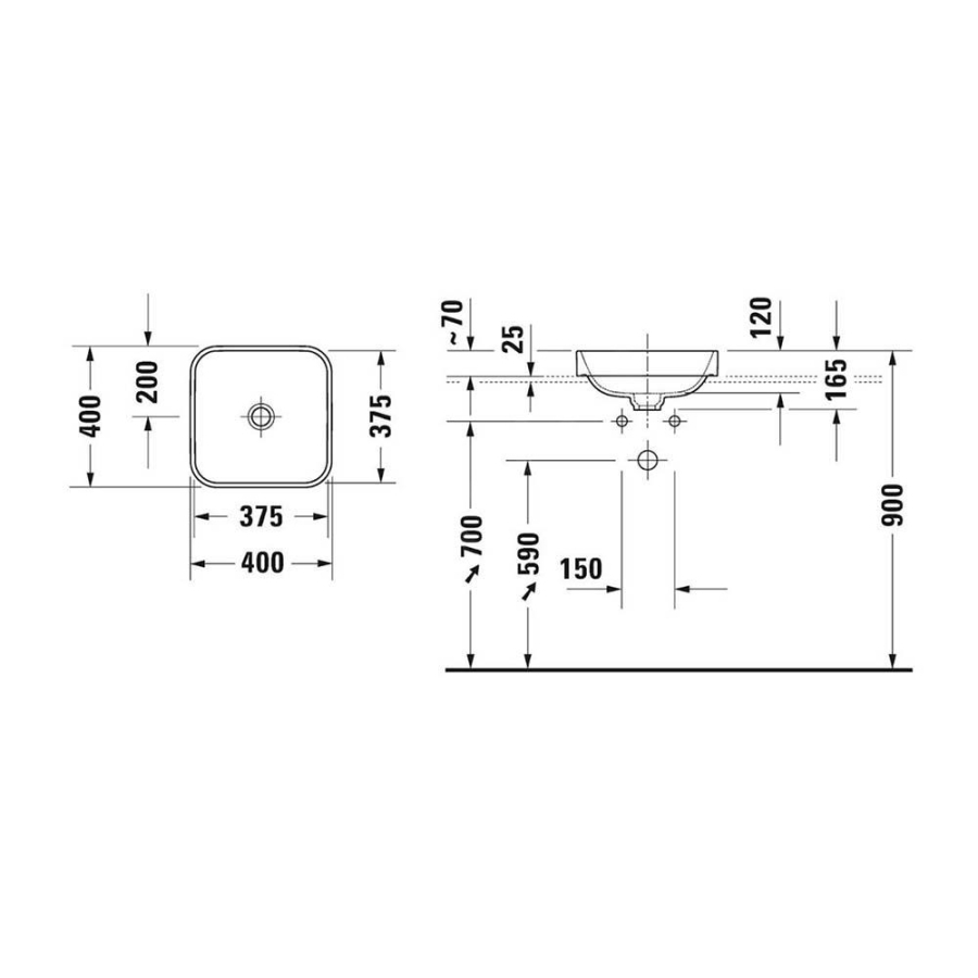 Duravit Happy D.2 Plus Tezgahüstü Lavabo 40 cm