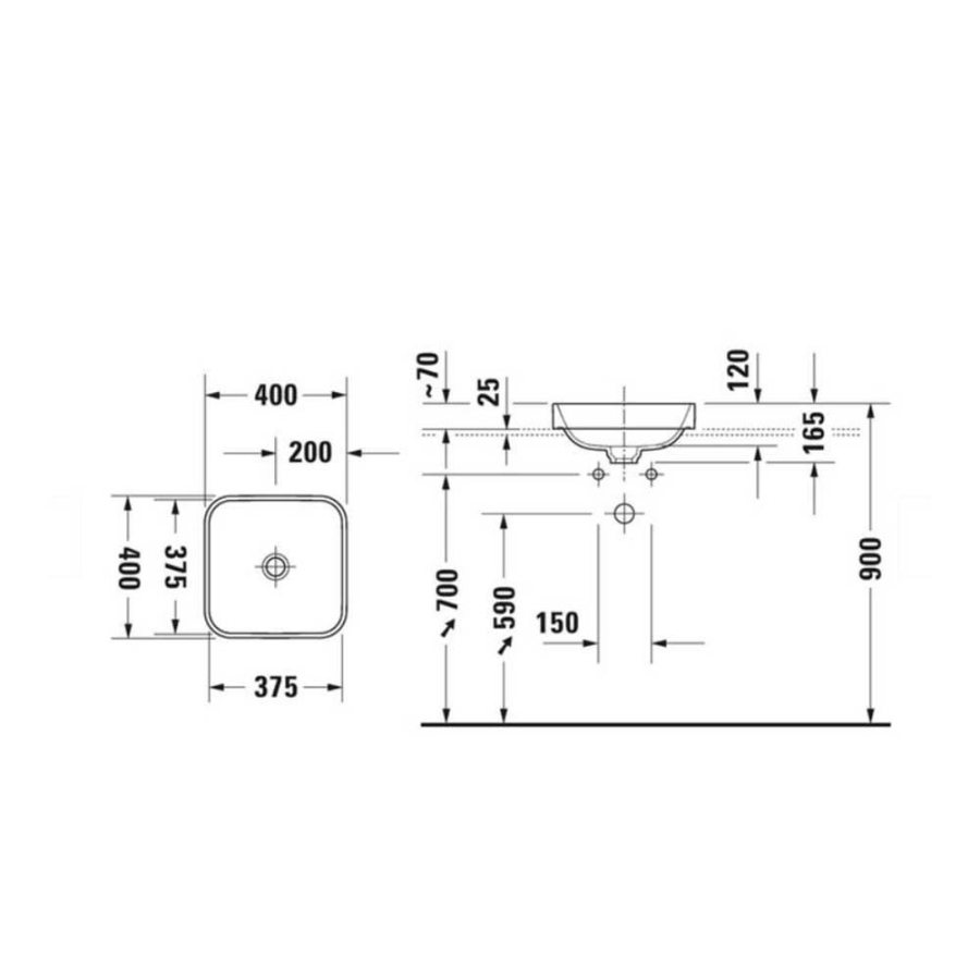 Duravit Happy D.2 Plus Tezgah Üstü Lavabo 40 cm Beyaz-Mat Antrasit 2359406100