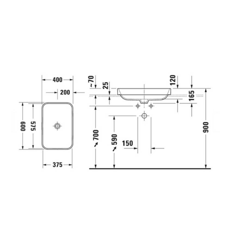 Duravit Happy D.2 Plus Lavabo 60 x 46 cm Antrasit Mat 2360601300